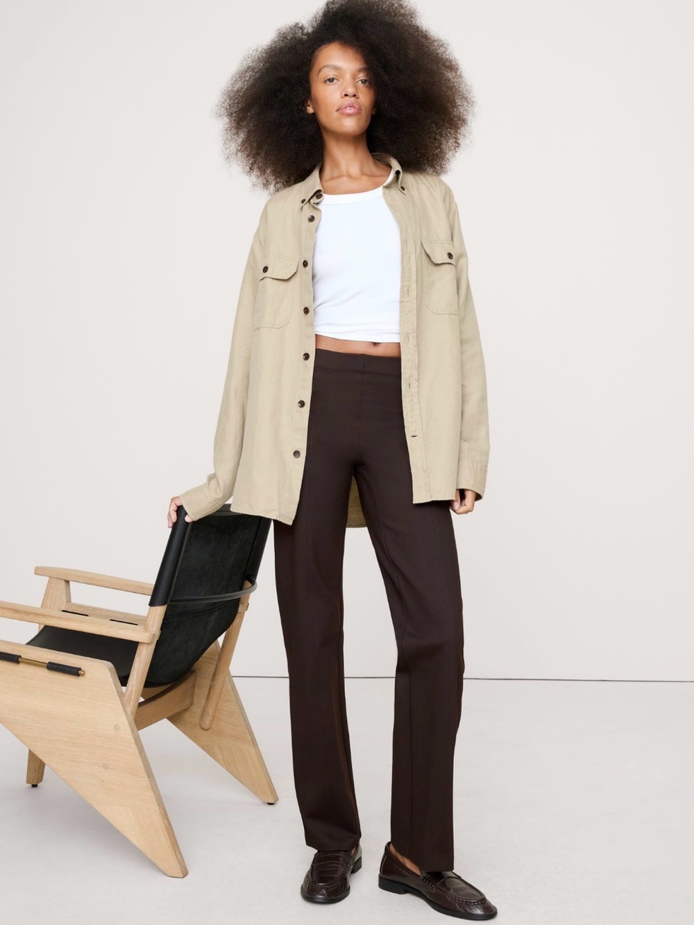 Banana Republic Straight Everywhere Ponte Ankle Pant. Dark Brown.